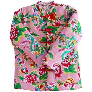 东北大花布国潮棉袄保暖宽松抖音外套民族风丝绵棉衣冬季演出服装