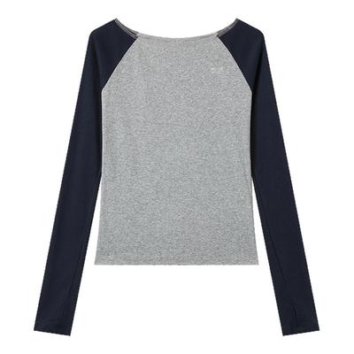 CryingCenter 一字领拼接插肩长袖修身收腰打底衫 哭喊中心