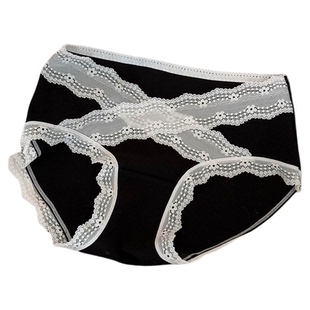 A类纯棉内裤女2025新款蕾丝性感中腰花边包臀短裤透气少女三角裤