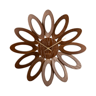 荷兰KARLSSON新款Fiore挂钟进口北欧风简约客厅创意时尚木质钟表