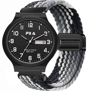适用FILA斐乐6691儿童手表男款女款初高中大学生表带磁吸编织腕带