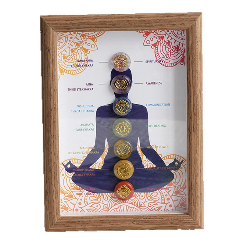 七彩水晶原石相框摆台画框家居礼物修行静坐冥想能量治愈摆件