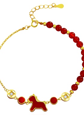 红玛瑙手链女款轻奢小众马上暴富