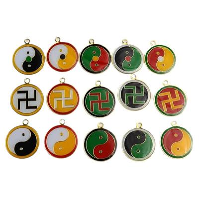 阴差阳错化解黄白黑万夫妻不合事业红绿中黄三色太极图万字符挂件