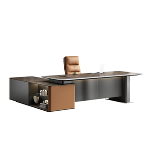 老板桌总裁桌带灯高端轻奢网红现代董事长办公桌总经理办公室桌椅