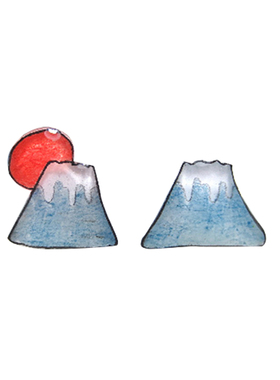 沐里手作日式雪山太阳小众风耳钉