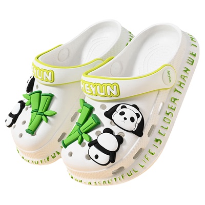 可爱大熊猫儿童夏EVA防滑洞洞鞋