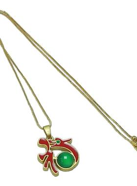 时尚个性合金镶嵌玉髓福字吊坠女