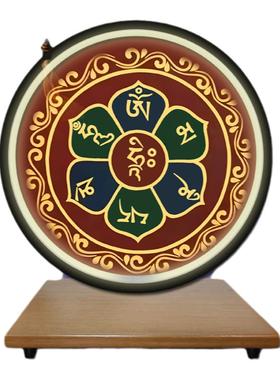 唐卡六字真言唐西藏玄关入门聚财坛城图画光背景灯佛光圈灯圈摆件