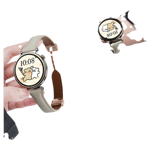 适用三星Galaxy watch 7/FE手表小蛮腰磁吸扣真皮表带watch6classic运动watch5pro智能4classic女生秋冬透气