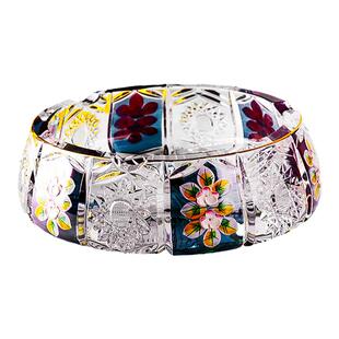 BOHEMIA捷克精刻法兰花水晶玻璃烟缸欧式家用摆件办公室烟灰缸