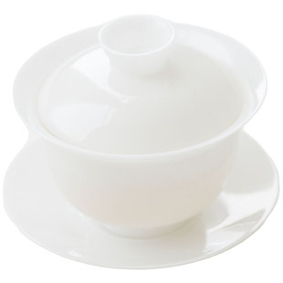 闻说|冰玉白瓷盖碗 羊脂玉釉三才盖碗单个白瓷泡茶碗茶杯薄胎茶具