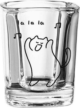 原创小猫玻璃白酒杯迷你小杯子