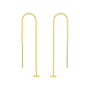 18k金万能耳线diy配件多功能翡翠平安扣长款珍珠耳垂耳坠空托耳环