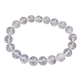 天然白幽灵手链招财幽灵白色串珠散珠单圈白水晶珠子手串男女饰品