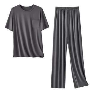 莫代尔睡衣男款简单家居服男士夏季短袖2026新款高级感冰丝大码春