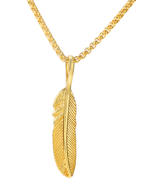 GRGR纯银电镀金色天使之羽项链