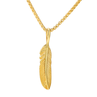 GRGR  纯银电镀18K金色天使之羽吊坠项链男嘻哈街头百搭锁骨链女