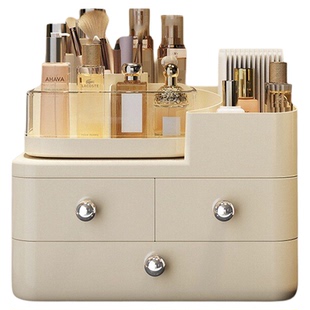 化妆品收纳盒桌面旋转梳妆台口红眉笔整理箱大容量护肤品置物架