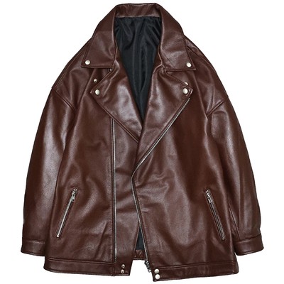 男女廓版头层牛皮机车真皮皮衣