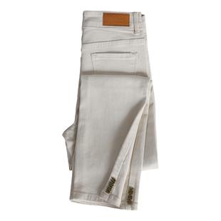 秋新款欧货杏米白牛仔裤女烟管裤高腰直筒小个子显瘦九分2025