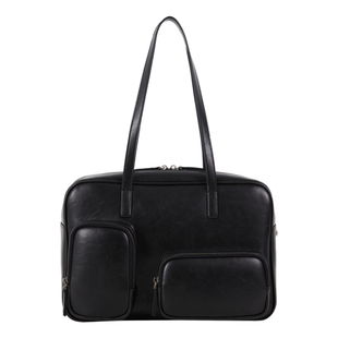 DirtySix /原创 皮耶吐司包 2色 大容量多口袋 牛皮学院方包