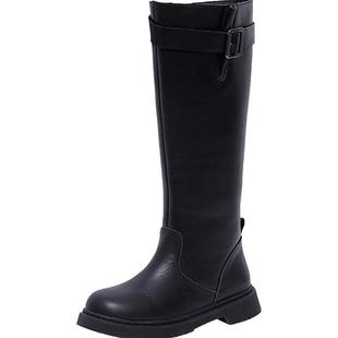 高定头层牛皮｜斯纳菲女童皮靴真皮秋冬新款时尚百搭加绒长筒靴子