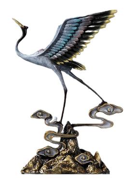 仙鹤摆件全铜松鹤延年家居客厅酒柜送长辈贺寿工艺品装饰品礼物