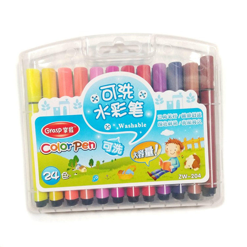 48色大容量三角握杆无毒水彩笔