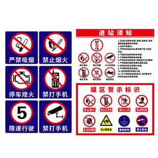加油站油库安全警示牌油区闲人免进进站限速行驶严禁烟火停车熄火指示牌标示标识告示铝板提示牌子墙贴纸定制