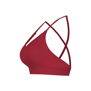 Aria Leisure红色运动内衣女细肩带美背健身外穿瑜伽背心带胸垫