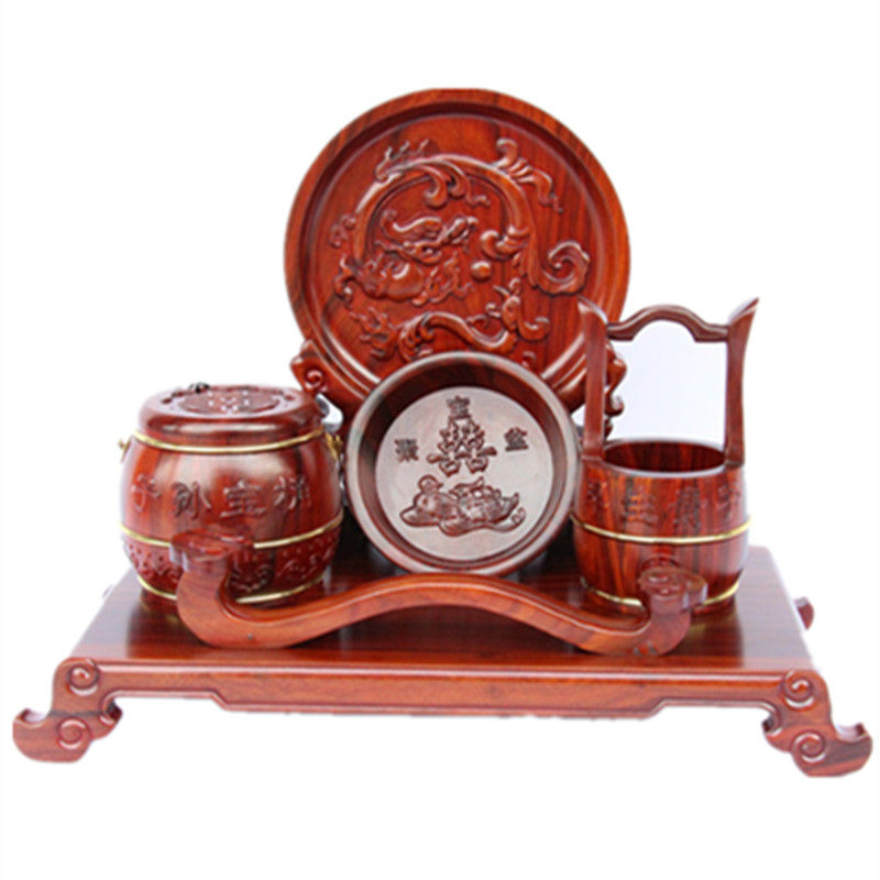 红木子孙桶三件套摆件实木质红檀木雕子孙桶结婚庆礼品嫁妆马桶