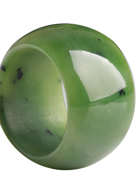 敦敦戒指和田玉碧玉指环男女小扳指加宽版玉石指环时尚大气