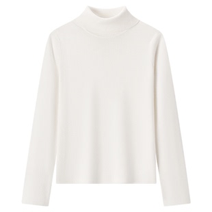 森柔毛衫|森马毛衣女白色打底衫高领紧身2025冬季纯色套头衫黑色