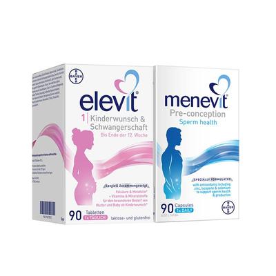 Elevit爱乐维1段活性叶酸孕妇专用+男士备孕复合维生素90粒