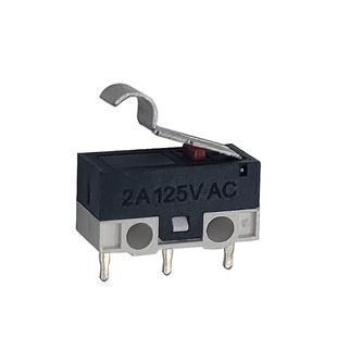 KW10 小型鼠标微动开关3脚行程限位 轻触按键带弯柄银触点按钮 2A