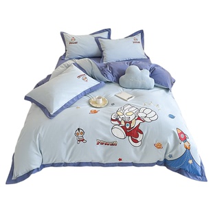 全棉床单被套儿童房加厚纯棉三件套男孩卡通磨毛四件套1.5床笠冬