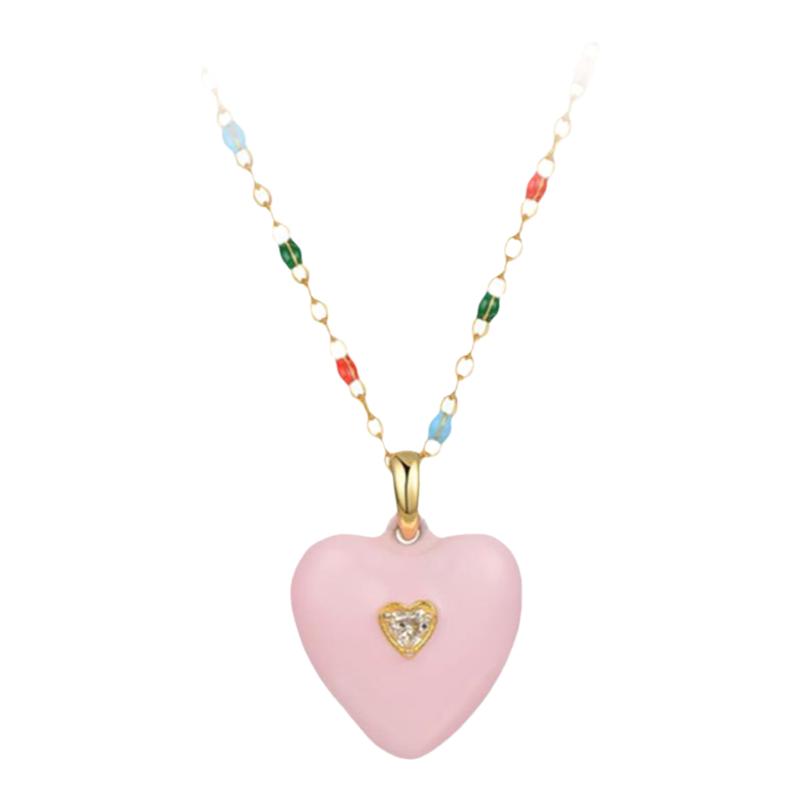 秘密花园彩色爱心项链
