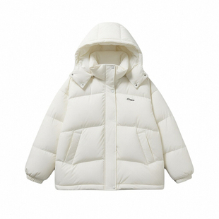 胖mm大码女装宽松加厚保暖面包服上衣白色简约风超好看的夹棉棉服