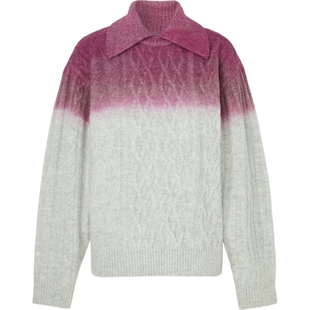 【折扣】Ader Error 女秋冬绞花针织拼色毛衣