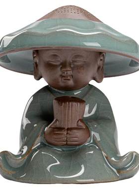 创意全瓷一体小和尚茶漏茶滤茶宠