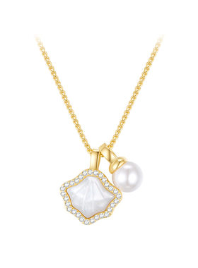 EAUFLORA白贝贝壳项链高级轻奢珍珠吊坠金色母贝配饰女2025新款