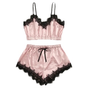 Chest Wrapped Lace Suspender PJ Home Set裹胸蕾丝睡衣家居套装