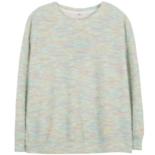 胖仙女莹莹大码女装胖妹春秋彩虹加绒针织衫胖mm甜美毛衣遮肉卫衣