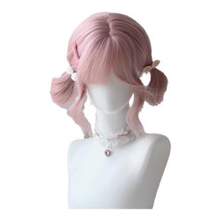 【莓果】粉色假发双马尾日常jk短卷发羊毛卷彩色短发假发全头套女