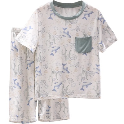 男童莫代尔睡衣男孩大童短袖冰丝夏季薄款儿童新款空调家居服套装