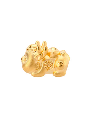 3D硬金999足金黄金元宝貔貅宝宝招财转运纯金手链手串配件男女