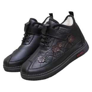 老北京布鞋老人鞋女冬加绒保暖奶奶棉鞋软底防滑中老年妈妈女棉靴