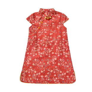 叙罗女童小旗袍改良夏季儿童民国风碎花连衣裙纯棉新中式汉服洋气