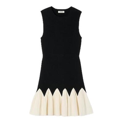 SANDRO女装法式黑白撞色连衣裙